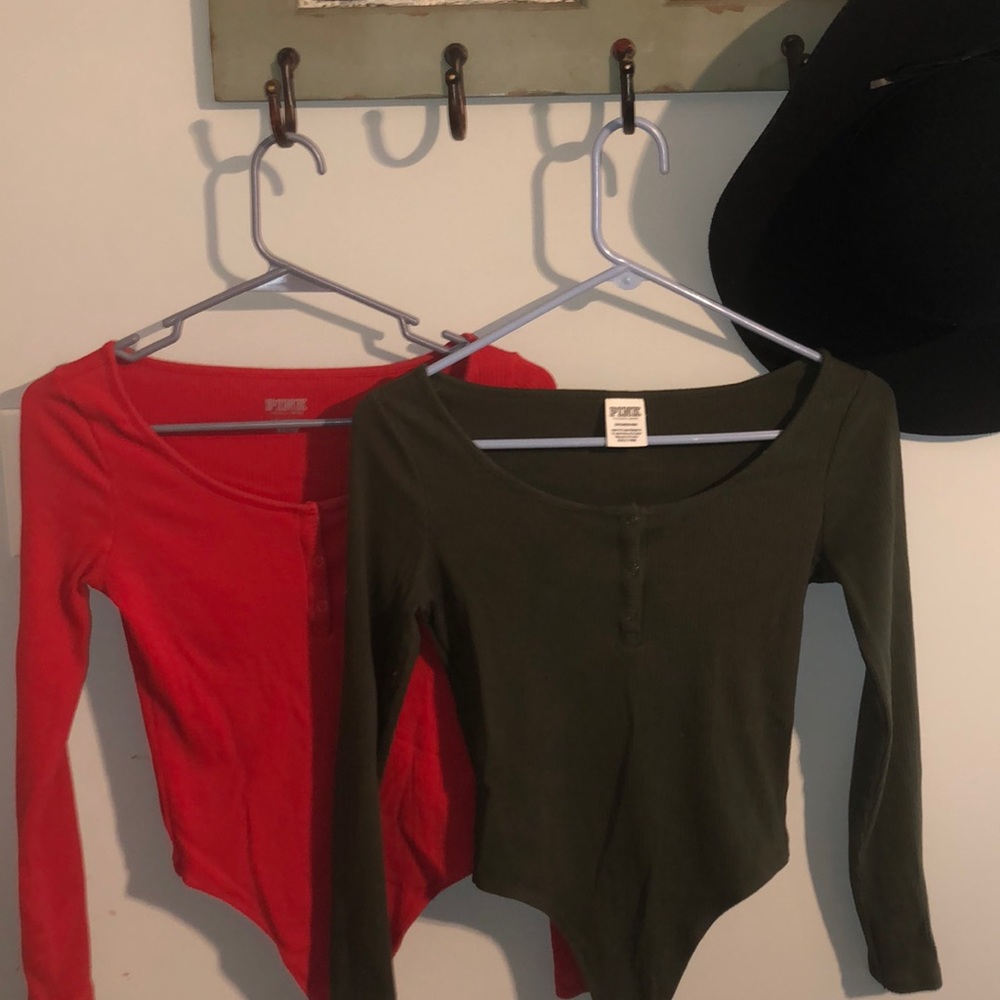 Two Pink brand long sleeve leotard-like shirts